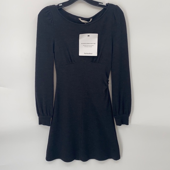 DVF Womens Charcoal Gray Long Sleeve100% Wool Fit & Flare Dress Size 4 - Picture 1 of 15